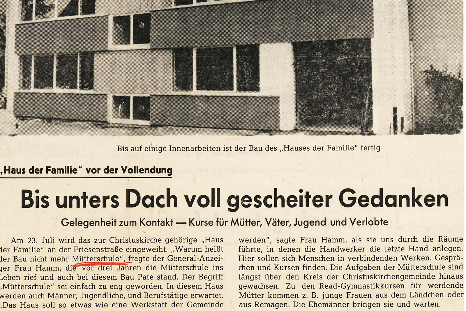 Bau des Hauses an der Friesenstraße